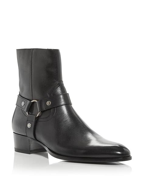 Saint Laurent Men's Wyatt Leather Harness Boots 